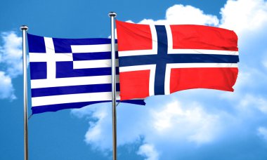 Norveç bayrağı, 3d render ile Yunanistan bayrağı