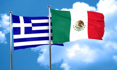 Meksika bayrağı, 3d render ile Yunanistan bayrağı