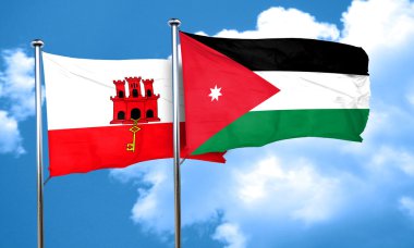 Cebelitarık bayrak Jordan bayrak, 3d render ile