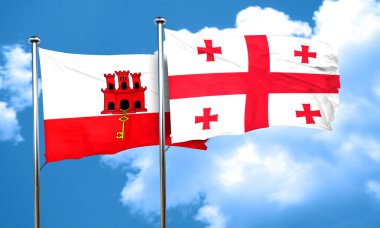 Cebelitarık bayrak Georgia bayrak, 3d render ile