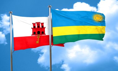 Cebelitarık bayrak Ruanda bayrak, 3d render ile