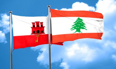 Lübnan bayrağı, 3d render ile Cebelitarık bayrak