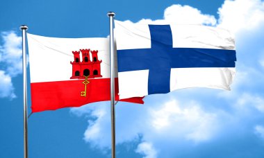 Cebelitarık bayrağı Finlandiya bayrağı, 3d render ile