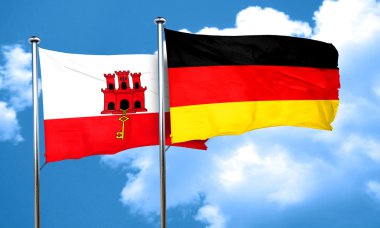 Cebelitarık bayrak Almanya bayrağı, 3d render ile