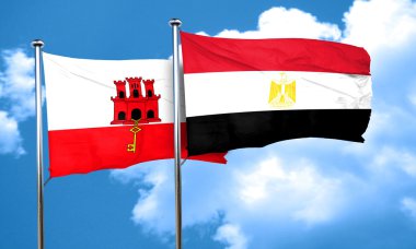 Cebelitarık bayrak Mısır bayrak, 3d render ile