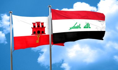 Cebelitarık bayrak Irak bayrağı, 3d render ile