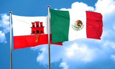 Meksika bayrağı, 3d render ile Cebelitarık bayrak