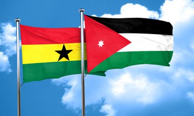 Jordan bayrak, 3d render ile Gana bayrak