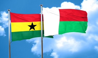 Madagaskar bayrağı, 3d render ile Gana bayrak