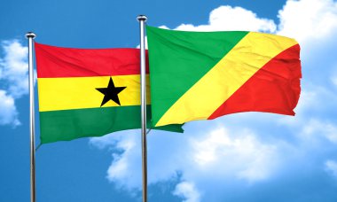 Kongo bayrak, 3d render ile Gana bayrak