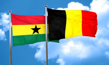 Gana bayrak Belçika bayrağı, 3d render ile