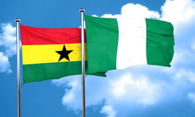 Nijerya bayrak, 3d render ile Gana bayrak