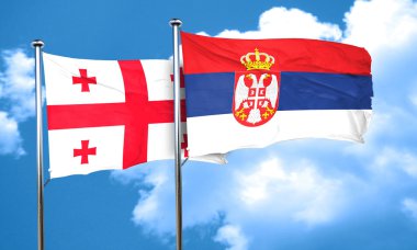 Georgia bayrak Sırbistan bayrağı, 3d render ile