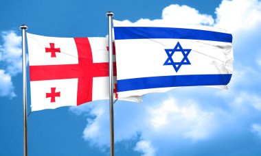 Georgia bayrağı İsrail bayrağı, 3d render ile
