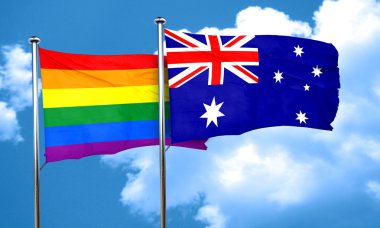Avustralya ile eşcinsel gurur bayrak bayrak, 3d render