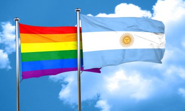 Arjantin ile eşcinsel gurur bayrak bayrak, 3d render