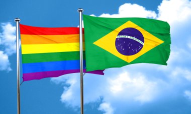 Brezilya ile eşcinsel gurur bayrak bayrak, 3d render