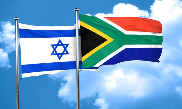 Drapeau Israël avec drapeau Afrique du Sud, rendu 3D — Photo
