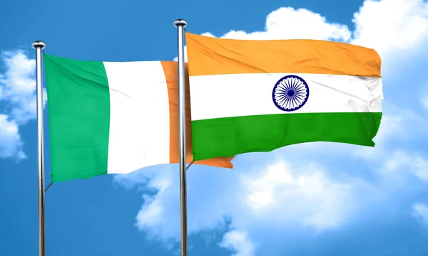 Vlajka vlajka Irsko s Indií, 3d vykreslování — Stock fotografie
