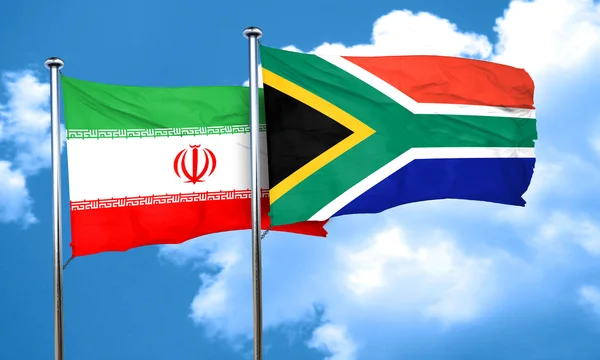 Vlag van Iran met de vlag van Zuid-Afrika, 3D-rendering — Stockfoto