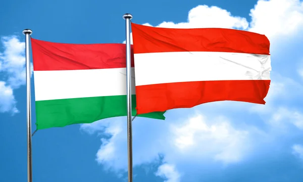 オーストリアとハンガリー フラグ フラグを設定、3 d レンダリング — ストック写真
