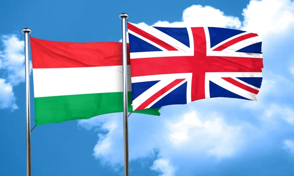 匈牙利国旗与英国国旗，3d 渲染 — 图库照片