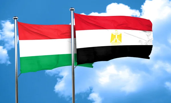 Magyar zászló Egyiptom zászló, 3d-leképezés — Stock Fotó
