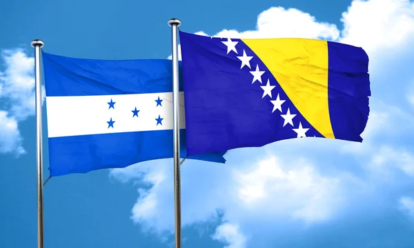 Bandera de Honduras con bandera de Bosnia y Herzegovina, representación 3D — Foto de Stock
