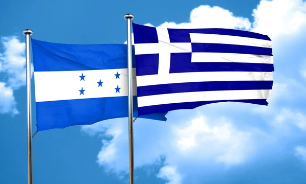 Honduras-flagg med gresk flagg, 3D-gjengivelse – stockfoto