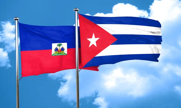 Vlajka vlajka Haiti s Kubou, 3d vykreslování — Stock fotografie