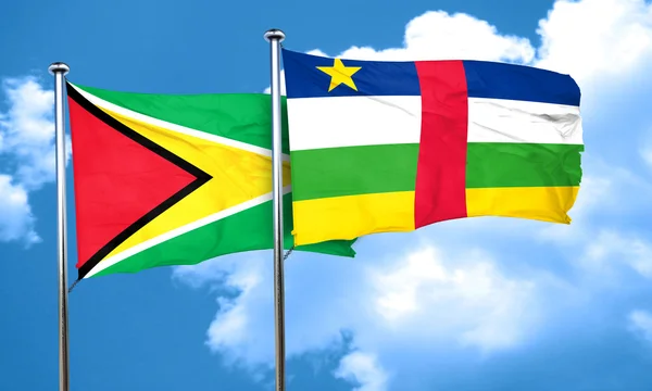 Σημαία της Γουιάνας με σημαία της Κεντροαφρικανικής Δημοκρατίας, 3d rendering — Φωτογραφία Αρχείου