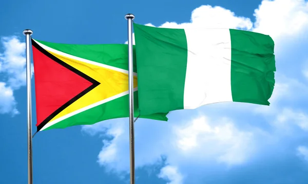 Σημαία της Γουιάνας με σημαία της Νιγηρίας, 3d rendering — Φωτογραφία Αρχείου