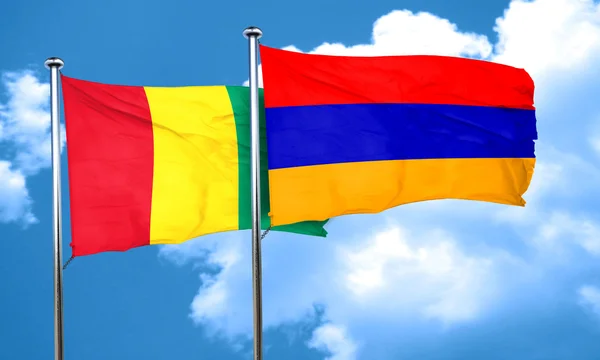 Σημαία της Γουινέας σημαία με την Αρμενία, 3d rendering — Φωτογραφία Αρχείου