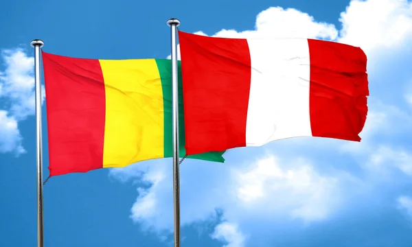 几内亚国旗与秘鲁国旗，3d 渲染 — 图库照片