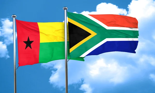 Guinee bissau vlag met de vlag van Zuid-Afrika, 3D-rendering — Stockfoto