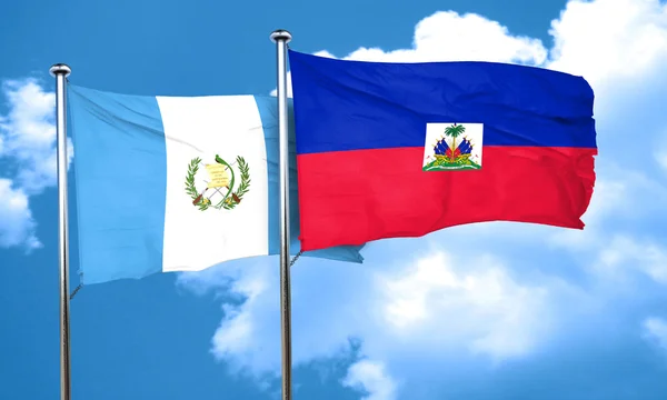 Bandeira guatemala com bandeira do Haiti, renderização 3D — Fotografia de Stock