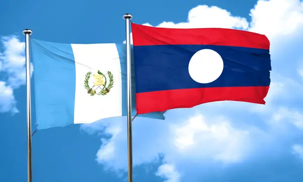 Bandiera guatemala con bandiera Laos, rendering 3D — Foto Stock