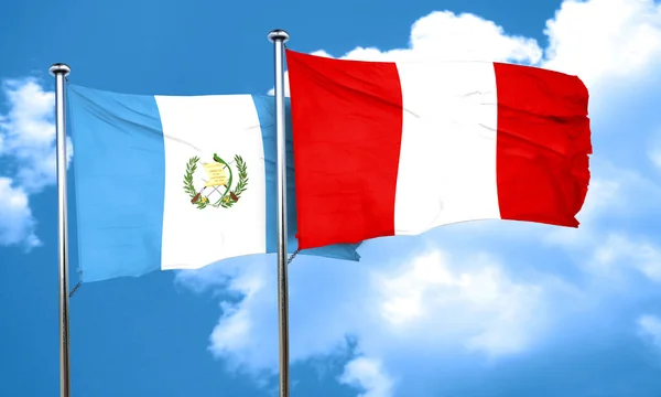 Bandera de guatemala con bandera de Perú, representación 3D — Foto de Stock