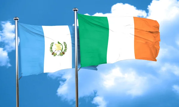 Guatemaltekische Flagge mit irischer Flagge, 3D-Darstellung — Stockfoto