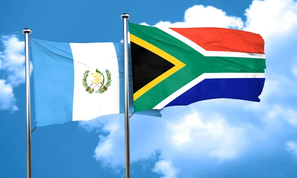 De vlag van Guatemala vlag met Zuid-Afrika, 3D-rendering — Stockfoto