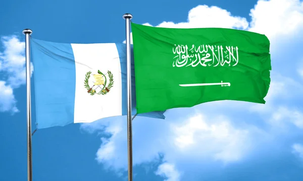 Guatemala vlajka Saúdské Arábie vlajka, 3d vykreslování — Stock fotografie