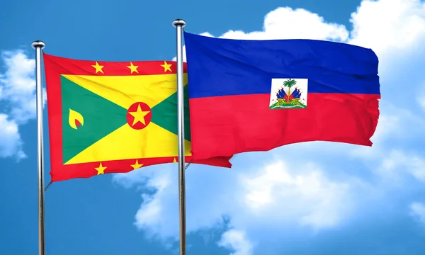 Σημαία της Γρενάδας με σημαία της Αϊτής, 3d rendering — Φωτογραφία Αρχείου