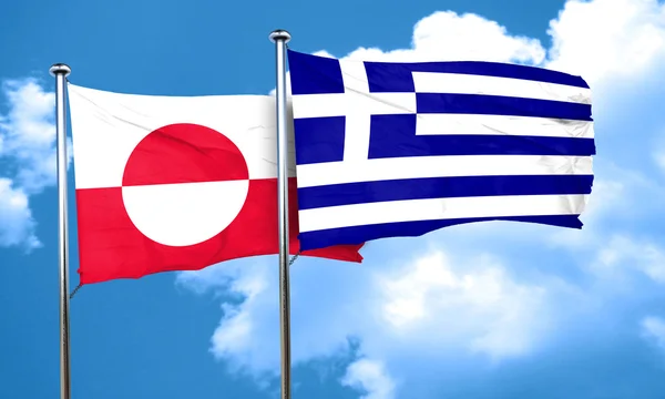 Greenland flag with Greece flag, 3D rendering — Stock Photo, Image