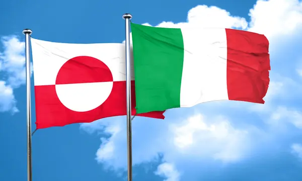 Greenland flag with Italy flag, 3D rendering — Stock Photo, Image