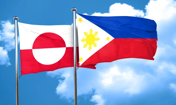 Greenland flag with Philippines flag, 3D rendering — Stock Photo, Image