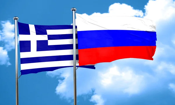 Ελλάδα σημαία με τη σημαία της Ρωσίας, 3d rendering — Φωτογραφία Αρχείου