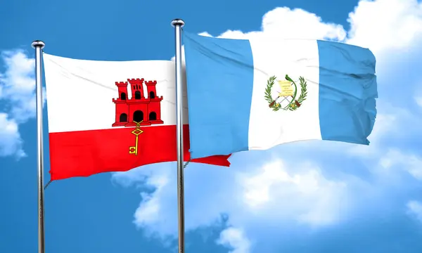 Gibraltar flag con bandera de Guatemala, representación 3D — Foto de Stock