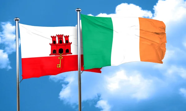 Gibraltar flagge mit irland flagge, 3d rendering — Stockfoto