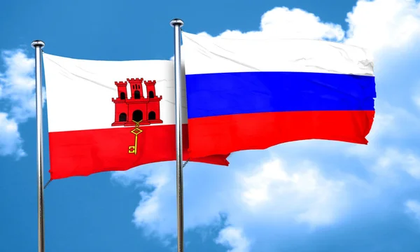 Bandeira gibraltar com bandeira da Rússia, renderização 3D — Fotografia de Stock