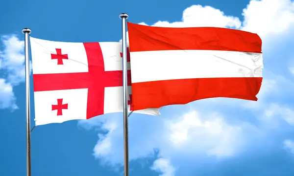 Флаг Грузии с флагом Австрии, 3D рендеринг — стоковое фото